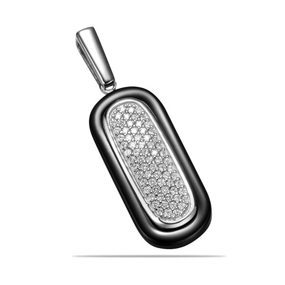 Simulated Diamonds Pendant set in 925 and Fine Ceramic - Picture 3 of 4